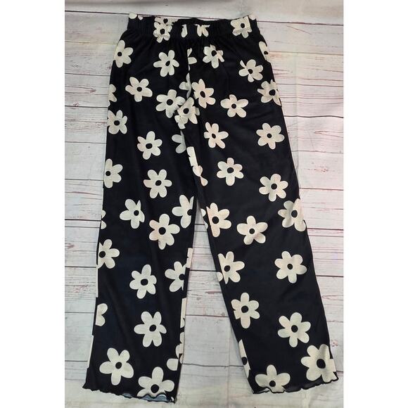 Cat & Jack Black/Cream 2pc Daisies Short Sleeve Printed Pajama Set L 10/12 - Picture 4 of 6